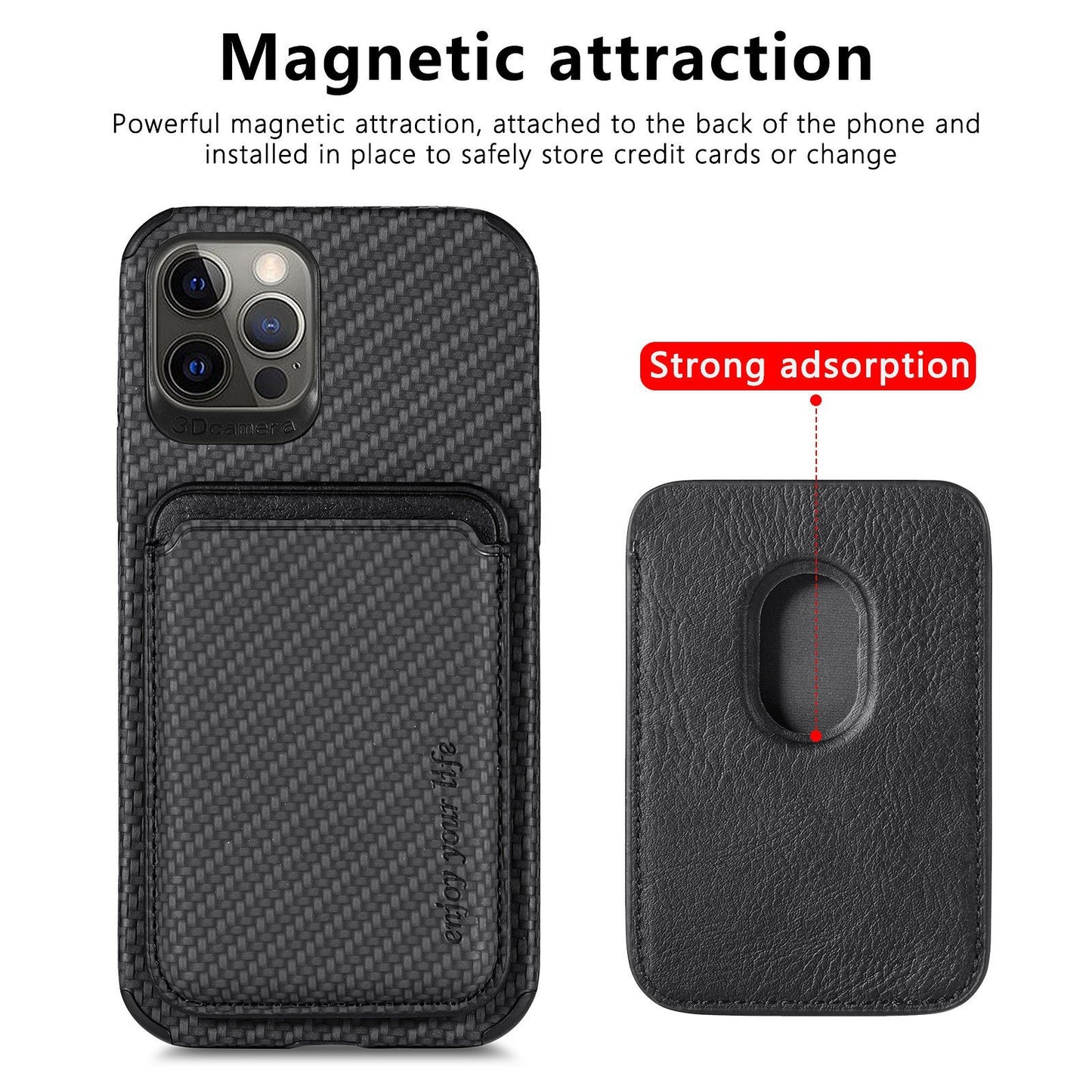 Magnetic Card Holder XR Carbon Fiber Pattern Phone Case