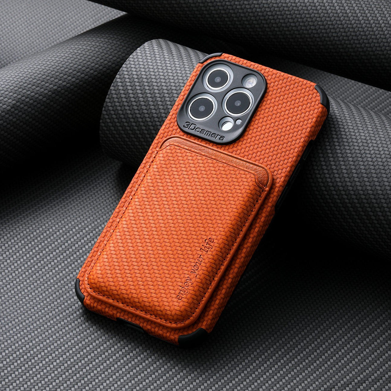 Magnetic Card Holder XR Carbon Fiber Pattern Phone Case